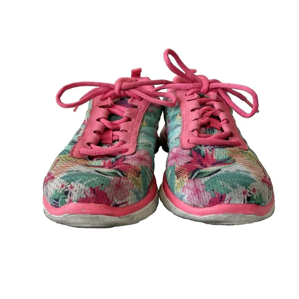 Skechers Womens Sneakers Spring Essential Tropical Floral Pink Multicolor 6.5